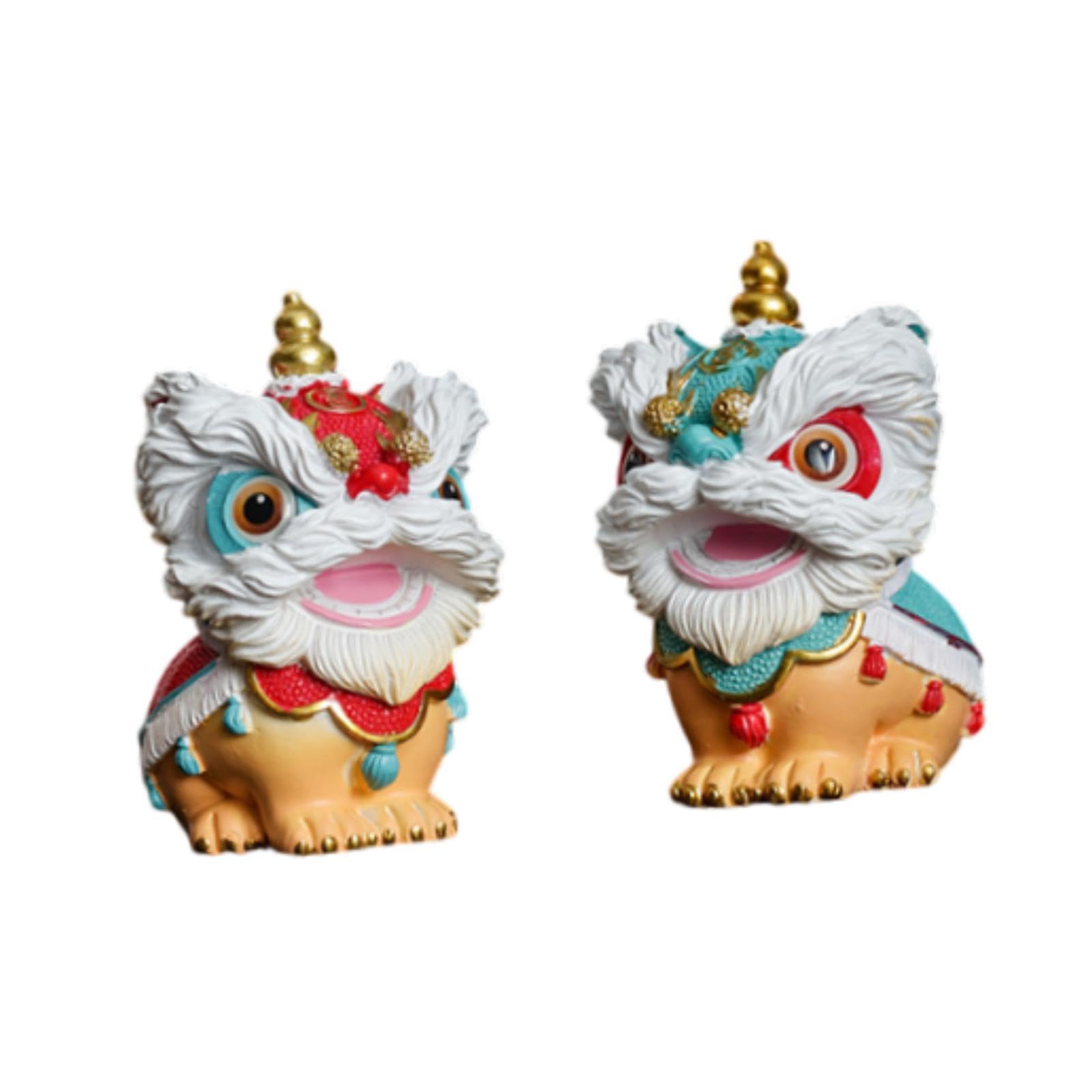 Amazon | 2本獅子舞彫像工芸品中国装飾品暖炉寝室デスクトップ用